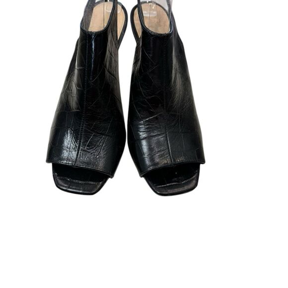 Via Spiga Terese Peep Toe Heeled Black Leather Booties 7 - Picture 4 of 6